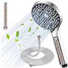 YEAUPE Soffione Doccia con Tubo 1.6m, Filtro Indipendente, Soffione Doccia Anticalcare(con tubo), Doccia Soffione(Φ110 mm) con 6 Getti,Risparmio Idrico,Cromato