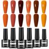 AIMEILI Kit Semipermanente Unghie Autunno 6 Colori Smalto Semipermanente Unghie UV LED Soak Off Smalti Gel Colorati Nail Art 5ml Kit 6-101