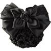 QUUPY Fermaglio per chignon con fiocco rosa elastico per capelli, con fiocco, rete per chignon, copertura professionale per chignon, accessori per capelli da donna (nero)