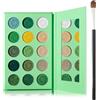 EONFAVE Ombretto verde - 15 colori altamente pigmentati impermeabile - Polvere fine con texture opaca e brillante palette di trucco con pennello e specchio (verde)