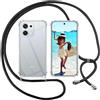 ISOI Cover con Cordino per Oppo A6 Pro 5G, Custodia Trasparente con Collana Tracolla Laccio Collo Ultra Sottile Morbido TPU Silicone Antiurto AntiGraffio Case, Nero