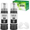 FANSHENG 104 Inchiostro compatibile con epson 104 le cartucce 104 per ET-1810 ET-2870 ET-2720 ET-2715 ET-2721 ET-2712 ET-2810 ET-2820 ET-2821 ET-2825 ET-2826 ET-4700 ET-4800 (2 x nero)