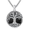 Eusense Albero Della Vita Collana da Donna in Argento 925 con Catena di Ciondoli in Ossidiana Nera per Donne Ragazze Regali di Compleanno