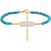 HeyMeili Bracciale Perle Barocche & Turchese Braccialetti di Perline Pietra Naturale Ragazza Donna Argento 925