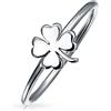 Bling Jewelry Anello Impilabile In Argento Sterling .925 Con Trifoglio Irlandese Minimale A Quattro Foglie Per Donne Adolescenti Fascia Da 1 MM Per Il Dito Medio