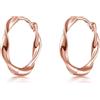 Immobird Orecchini Cerchio in Argento Sterling 925 con Piccoli Intrecciare Cerchio Unisex Orecchini per Adatti a Donna e Uomo (oro rosa-13mm)