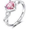 Qings Anello a Cuore Tormalina Regolabile con Pietra di Nascita Argento Sterling 925 Ottobre Anello Simbolo dell'infinito Promessa con Zirconi Regali Gioielli di Natale Compleanno per Donne e Ragazz