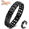 Vicmag Bracciale magnetico da uomo in acciaio al titanio, doppia fila, magneti ultra-forti con strumento di regolazione e confezione regalo (nero)