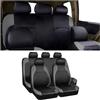 JNNJ 9 Pezzi Coprisedili per Auto, Coprisedili Universali in Pelle Traspirante, Set Copri-Sedile per Anteriori E Posteriori, Set Completo Di Accessori Interni per Autos Veicolo SUV(Grigio)