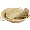 Home Maison Cestino piatto con manici Palm - Cesto piatto con manici foglia di palma, 45 x 45 x 45 cm, artigianato marocchino - Colore naturale