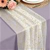 Foatcox Runner de Tavolo Oro, 75 x 300 CM Leggero Fluido Runner de Tavolo in Tulle di Garza Foglia d'oro per Matrimoni Bohémien, Compleanno, Natale, Capodanno, Decorazione per Tavola Della Cucina e Archi