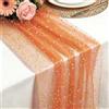 Foatcox Runner de Tavolo Arancione, 75 x 300 CM Leggero Fluido Runner de Tavolo in Tulle di Garza Foglia d'Oro per Matrimoni Bohémien, Compleanno, Decorazione per Tavola della Cucina e Archi