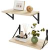 IBUYKE Set di 2 mensole da parete flottanti profonde per muro, 20,3 cm di profondità, 40,6 cm di larghezza x 8 cm di profondità, mensola da parete flottante in legno per soggiorno, cucina, ufficio