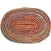 RAJRANG Tappeti fatti a mano di forma ovale colorata per soggiorno e cucina, 91x61 cm, tappeto multicolore in chindi e juta per splendidi regali