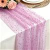 Foatcox Runner de Tavolo Rosa, 75 x 300 CM Leggero Fluido Runner de Tavolo in Tulle di Garza Foglia d'Oro Rosa per Matrimoni Bohémien, Compleanno, Decorazione per Tavola della Cucina e Archi