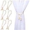KASESSS 6 Pezzi Minimalisti Ferma Tende, Boho Perline in Legno Corda Cotone Embrasse per Tende, Regolabili Beige Fermatenda, Fermatende E Raccogli Tenda per Camera da Letto Soggiorno Fermatende Decor