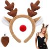 YUYWWAN Accessori per Costumi da Renna Natale, Cerchietto Corna Renna e Naso e Coda di Renna Natalizi, Accessori per Copricapo con Corna di Alce Natalizio per Bambini Adulti Festa a Tema Giochi di Ruolo