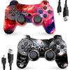 CHENGDAO Controller wireless per PS3, gamepad Double Shock ad alte prestazioni per Playstation 3 con cavo di ricarica (2 Pack, Galaxy+Skull)