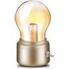Zerodis Retro lampada di lampadina, USB ricaricabile LED Night Light Mini comodino scrivania lampada a risparmio energetico ed elegante per l'illuminazione da comodino camera da letto(D'oro)