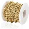 ThaiRoot Catene barbazzale in Alluminio da 5 m 10 x 6,5 mm con Catene a Maglie a Bobina per Artigianato Catene per Gioielli Cavo Intrecciato Accessori Artigianali Catene per collane Catena in Metallo