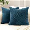 Sungeek 2 Pezzi Federe Cuscini 60x60 in Morbido Velluto a Coste, Fodere per Cuscini Decorativi con Motivo a Strisce e Patchwork Pinwheel Copricuscini Cuscino per Divano Letto Soggiorno, Blu Polvere