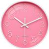VIKMARI Orologio da Parete Rosa 25 cm Silenzioso Senza Ticcìo a Pila Orologio Decorativo Moderno per Bambini Salotto Camera da Letto Cucina Ufficio (Rosa)