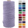 JeogYong Corda di Cotone Naturale Macrame, 4 Fili di Spesso Filato Corda di Macrame per Arazzi, Appendini per Piante, Artigianato Fai da Te, Decorazioni, Confezioni Regalo 3mm x 100m (Viola)