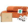 Ferò Set Asciugamani Bagno di Lusso 2 Pezzi, OEKO-TEX 100% Cotone Premium 550 g/m², Morbido e Assorbente, Design Italiano, Coppia Asciugamani Viso e Bidet, Asciugamano 50x100, 50x30 cm, Terracotta