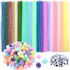TOAOB THE ONE AND ONLY BABY TOAOB 500 Pezzi Scovolini Ciniglia Colorati Glitter Pipe Cleaner e Pompom Occhietti Adesivi per Lavoretti Decorativi Arte Artigianato Natale Decorazion Fai da Te Colore Chiaro