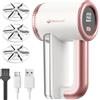 WiredLux Rimuovi lanugine elettrico WiredLux - Leviga tessuti ricaricabile per abiti e mobili - Regolabile a 3 velocità, lama a 6 foglie, ricarica USB, levapelucchi con doppia protezione (Rosa perla)