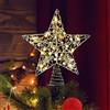 Aniepaa Puntale Albero Natale, Stella di Natale per Albero 25 cm, Stelle Dell'Albero di Natales Con Design in Metallo e 20 Luci LED per La Stella Puntale Alberos Natales (Argento)