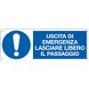 CARTELLI SEGNALATORI CARTELLO ALLUMINIO 35x12,5cm 'Uscita di emergenza lasciare libero il passaggio E19994K