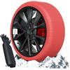 Suriwee Calze da Neve Omologate Italia EN 16662-1 - Snow Sock, Set di 2 Catene da Neve in Tessuto per Auto, Catene Invernali per Auto, Rosso/Bianco (Rosso, S)