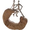 Casablanca modernes Design Casablanca - Scultura decorativa per soggiorno, in legno e alluminio, colore: marrone, argento, altezza 27 cm
