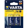 Varta Batteria Varta 1,5V C Mezzatorcia Longlife Alcalina confezione da 2 pile