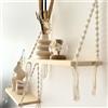 Mekase - Mensole galleggianti boho in legno e corda, sospese con macramé. Mensola altalena, repisa shabby chic da parete, soffitto, finestra o esterno per piante. mensole etnico, shabby e design