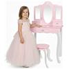 Green series Kinderplay, tavolo da toeletta grande in legno con specchio, tavolo da trucco rosa per bambini