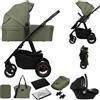 LIONELO AMBER PLUS Passeggino multifunzione 3 in 1 da 0 a 4 anni fino a 22 kg con gondola XL, seggiolino auto fino a 13 kg, schienale regolabile, grandi ruote fuoristrada 360o cappa XXL