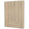 Armadio 4 ante battenti space con 3 cassetti effetto quercia 154x49,5x200,4h cm