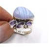8.40 GM 925 Argento Sterling Massiccio Naturale Blu Less Agata Anello Donna