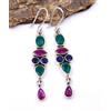 6.70 GM 925 Argento Sterling Sintetico Multi Taglio Gemma Mano Orecchino 5.1cm