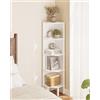 Apetaccat Libreria Angolo con 5 Livelli, Corner Regalo, Piante Regalo, Visualizzazione Aufbewahrungsregal für Wohnzimmer, Ufficio, Camera da letto, 127x29x29cm, Bianco
