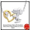 Arachidi Collana Snoopy Arachidi Argento 925 Cuore Aperto Abbraccio Ciondolo Zircone 4...