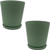 Relaxdays Vaso da Fiori, Set da 2, con sottovaso, Righe, H x D: 20 x 20 cm, per Erbe, plastica