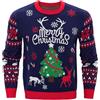 Jezonga Maglione Natalizio Uomo Divertente Maglia di Natale Maglioni di Natale Pullover Sweater Stampa Fiocco di Neve Alce a Maniche Lunga Girocollo Festa Natalizie Blu M
