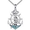 YONFQE Collana a forma di ancora, in argento Sterling 925, con bussola, ciondolo a forma di ancora, regalo per uomini marini, Normal, Argento sterling, Nessuna pietra preziosa