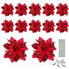 TOYANDONA 12Pcs Di Natale di Scintillio Poinsettia Fiori Artificiali Fiori Artificiali Fiori Di Natale con Stelo E Clip per Glitter Albero Di Anno Ornamenti