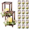 VEVOR Set di Lanterna in Legno 12 Pezzi per Feste 20 Portacandele Lanterna in Legno 20 Candele LED Senza Fiamma 20 Ghirlande Fiori Champagne per Decorazioni da Tavolo Carico 6,08 kg per Matrimoni