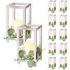 VEVOR Set Lanterna in Legno 12 Pezzi per Feste Lanterna in Legno Candele LED Senza Fiamma Ghirlande di Foglie di Eucalipto per Decorazioni Tavolo Carico 6,08 kg per Matrimoni, Feste in Fattoria