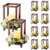 VEVOR Set Lanterna Portacandele Decorativa in Legno 10 Pezzi Portacandele Lanterna in Legno Candele LED Senza Fiamma, Ghirlande Fiori Champagne Decorazioni da Tavolo Carico 6,08 kg per Matrimoni